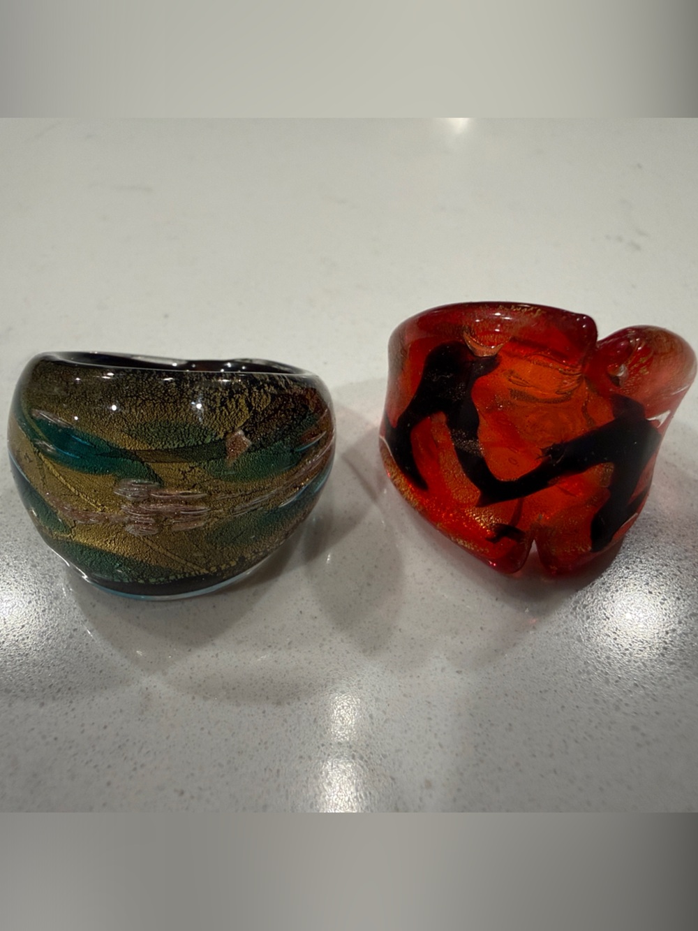 Handblown Glass Statement Rings in Red and Green